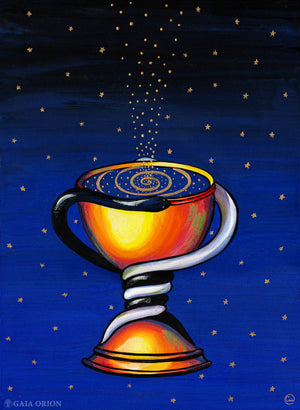 Élixir cosmique - Gouache et acrylique or - 29 x 21 cm