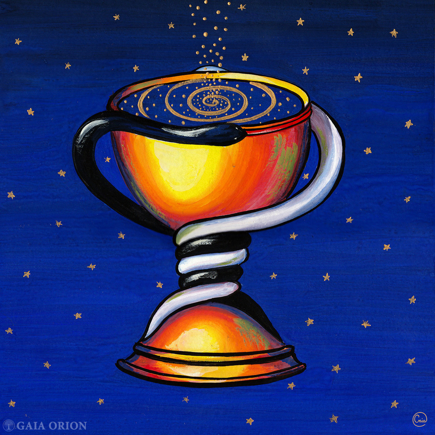 Élixir cosmique - Gouache et acrylique or - 29 x 21 cm