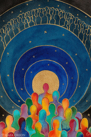 Passage Sacré - Aquarelle et acrylique or - 22 x 15 cm