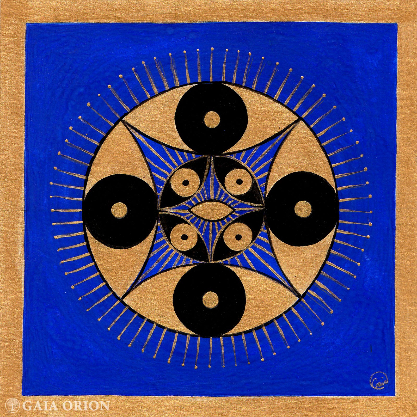 Beyond - Gouache and gold acrylic - 17 x 17 cm (6" x 6")