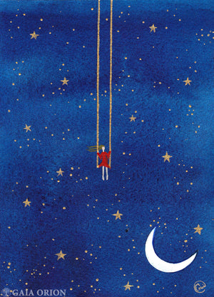 Cosmic Playground #2 - Watercolour and Gold Acrylic - 7" x 5" (18 x 13 cm)