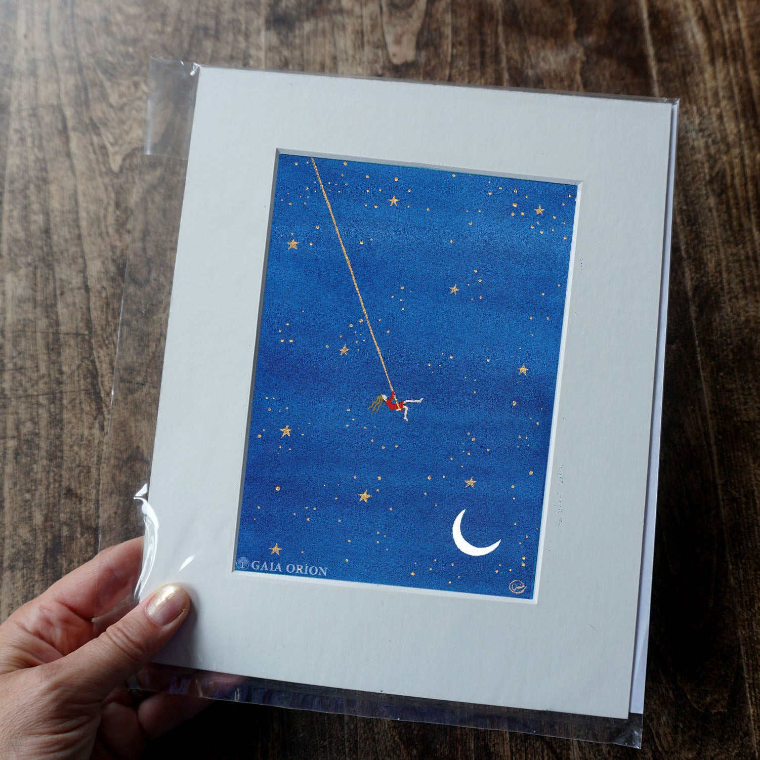 Balançoire cosmique nº3 - Aquarelle et acrylique 18 x 13 cm