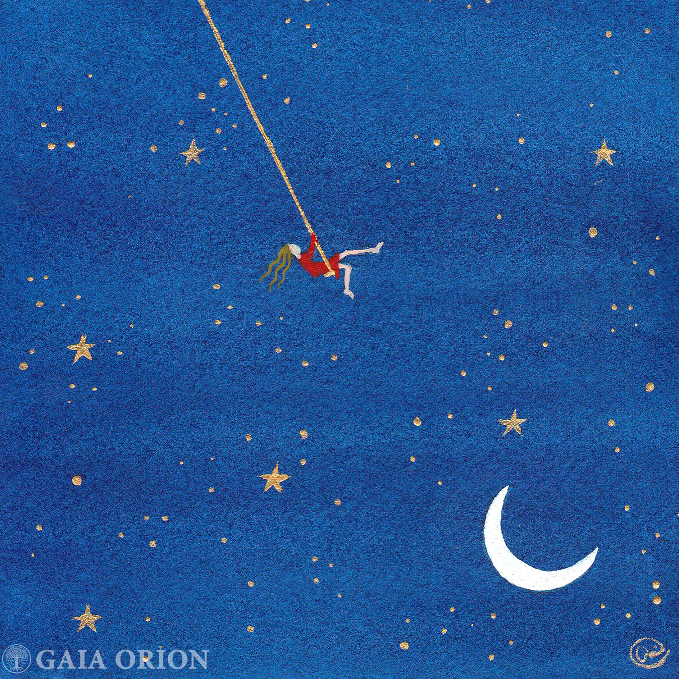 Balançoire cosmique nº3 - Aquarelle et acrylique 18 x 13 cm