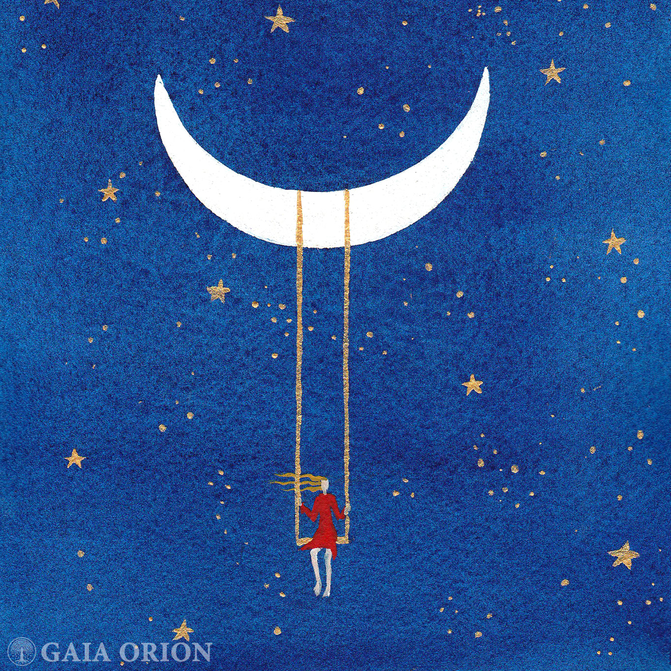 Balançoire cosmique nº4 - Aquarelle et acrylique 18 x 13 cm