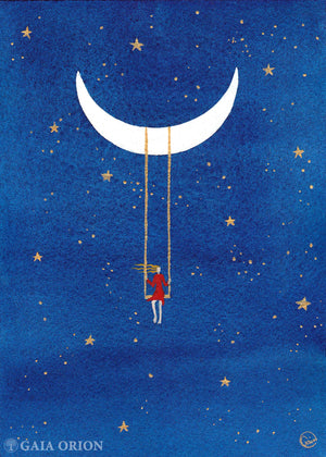 Cosmic Playground #4 - Watercolour and Gold Acrylic - 7" x 5" (18 x 13 cm)