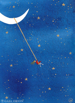 Balançoire cosmique nº6 - Aquarelle et acrylique 18 x 13 cm