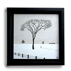 elm tree in Canadian winter landscape with snow