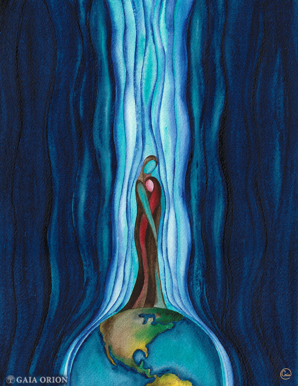 Atlas Hugged - Watercolour 30 x 24 cm - Gaia Orion Art