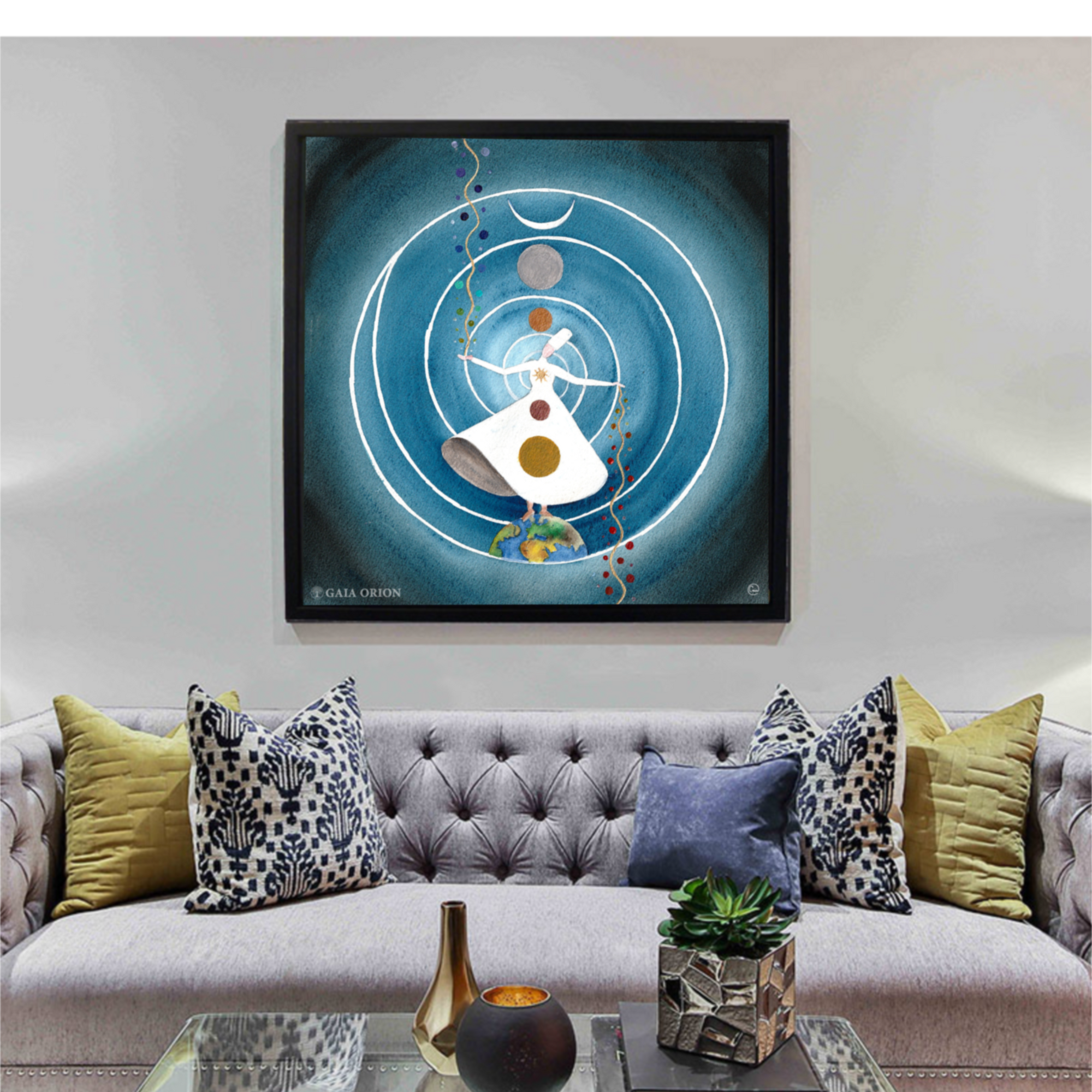 Sufi Dancer - Prints on canvas depicts a mystical whirling figure with vibrant, circular energy and earthy tones.
