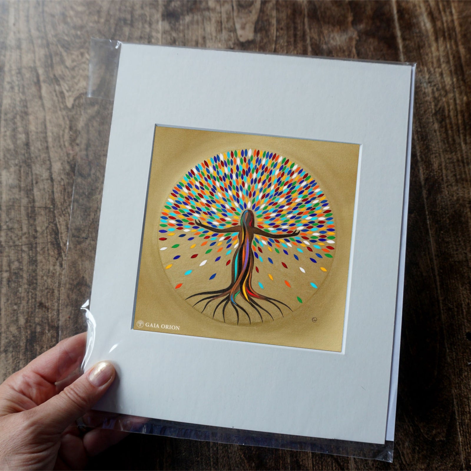 She Flourishes - colorful tree with a woman figure symbolizing creativity printed on 8x10 cotton paper.