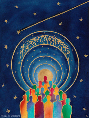 Passage Sacré - Aquarelle et acrylique or - 22 x 15 cm