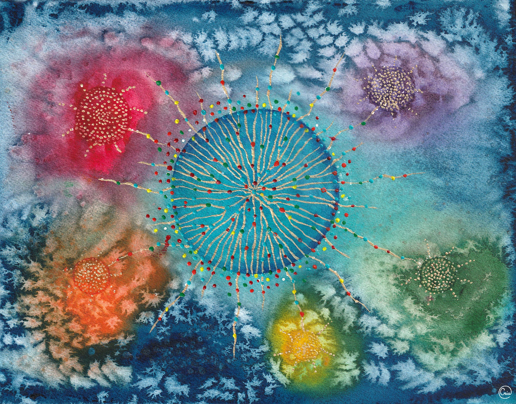 The Noosphere 3 - Watercolor and acrylic on paper - 10" x 12"