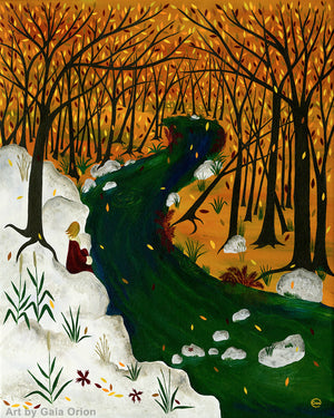 Autumn Reflection - Oil on Canvas - 50 x 40 cm - Gaia Orion Art