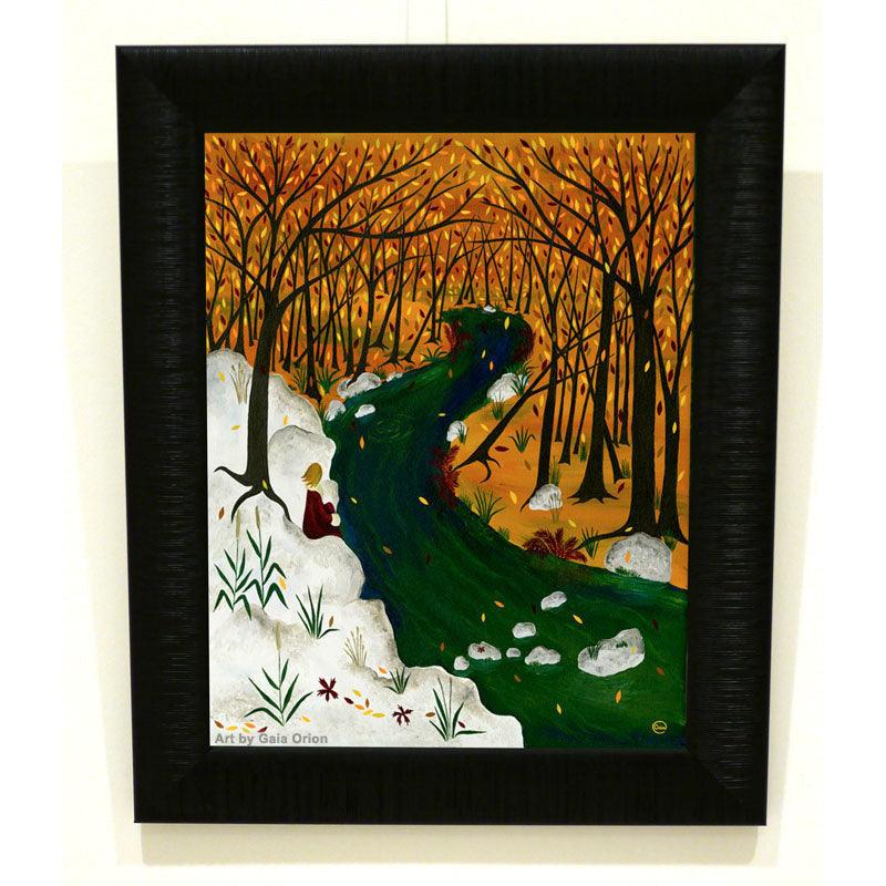 Autumn Reflection - Oil on Canvas - 50 x 40 cm depicting a peaceful forest river scene in vibrant fall colors.