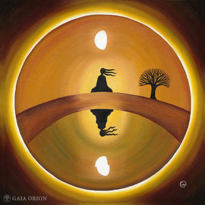 awakening meditation mindfulness full moon tree reflections water lake mandala