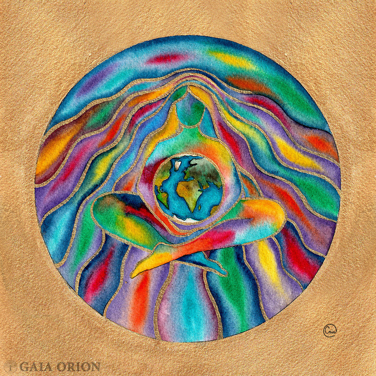 Earth Healing - Watercolour 20 x 20 cm - Gaia Orion Art