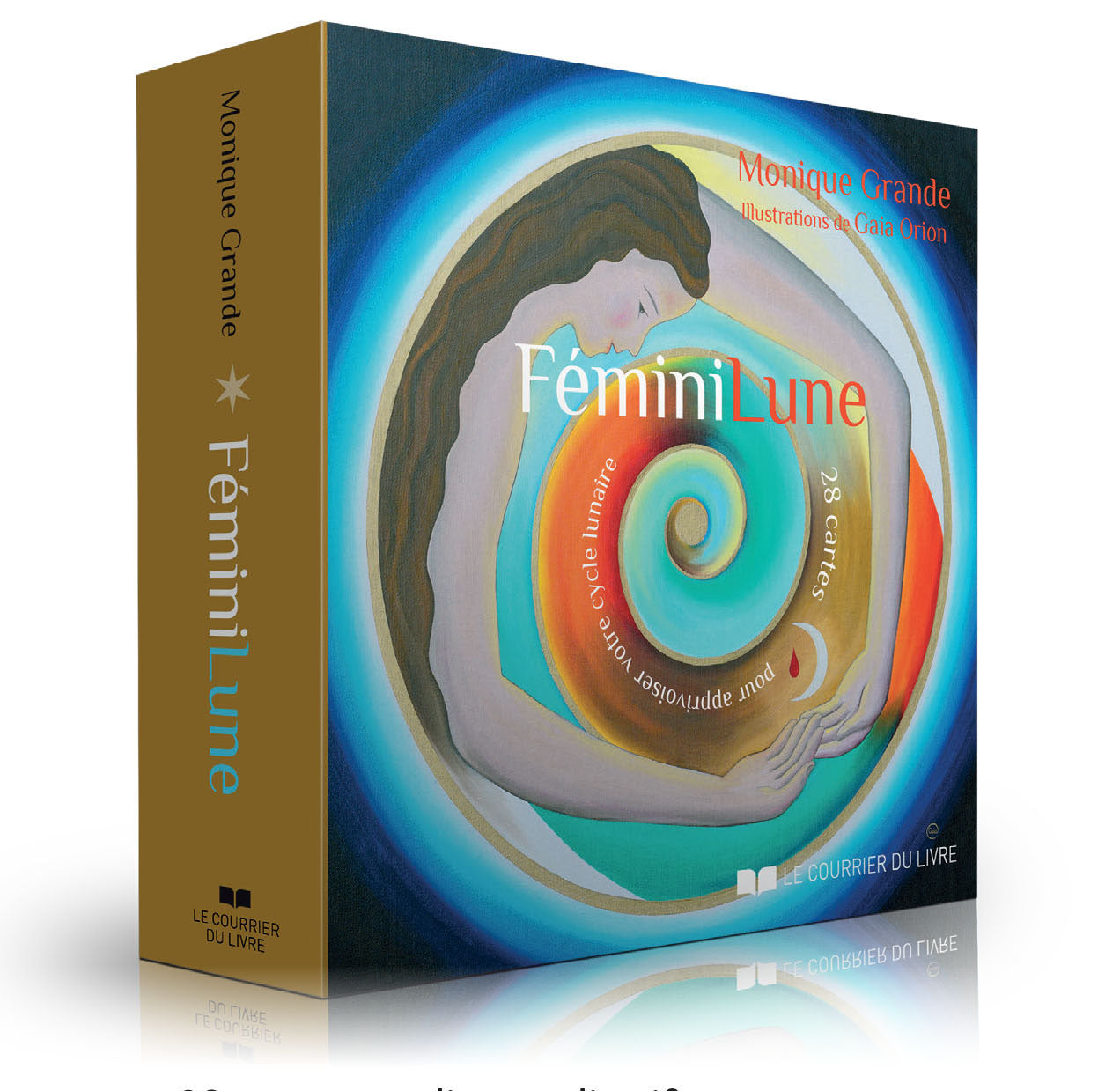 FéminiLune Oracles Cards featuring feminine moon cycles artwork by Monique Grande, 28 cards in French edition.
