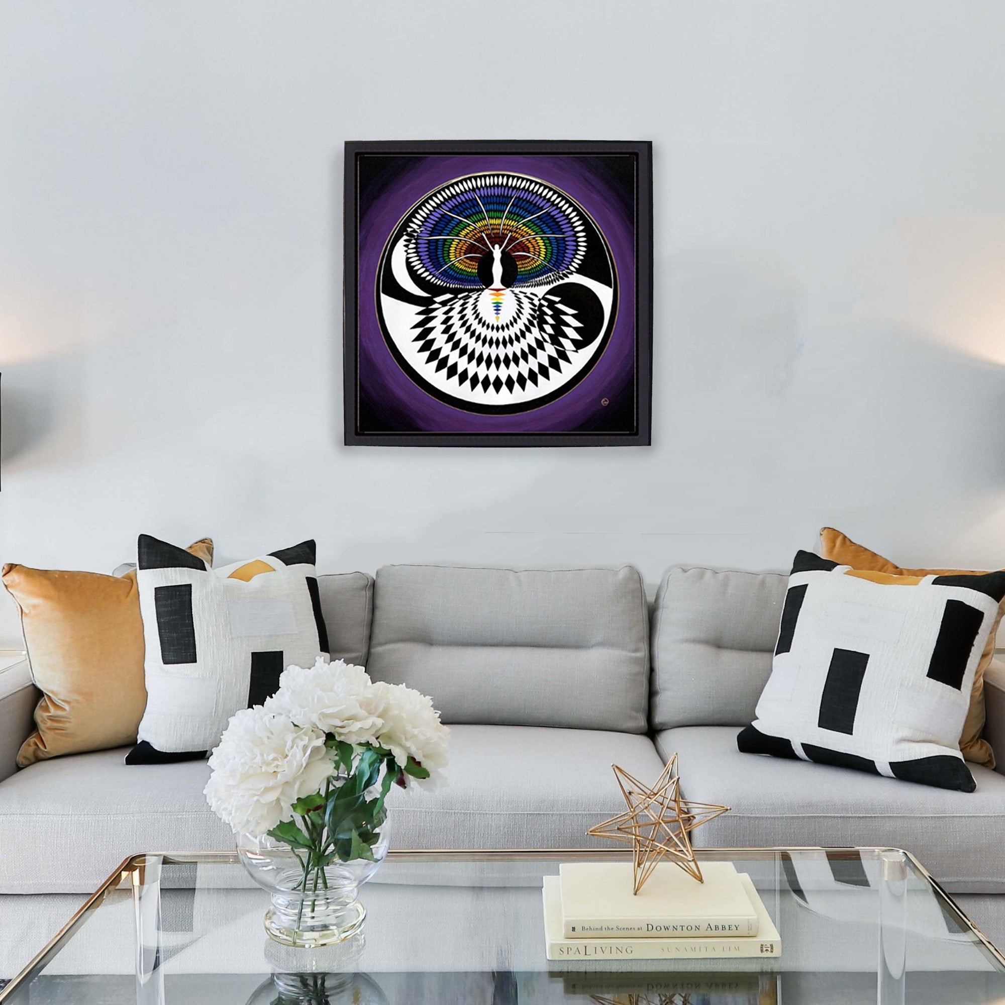 a sun and moon goddess yin yang mandala with a rainbow tree of life