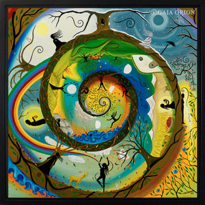 Spiral art about stages of life and moon cycles