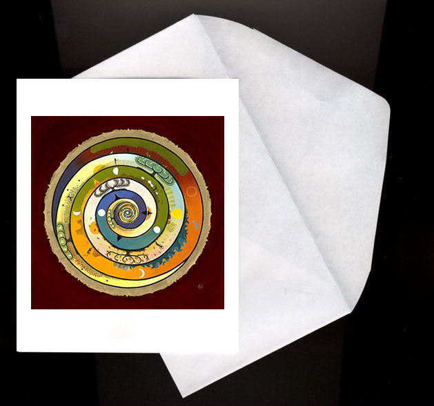 Wholeness Eco Greeting Card features a colorful spiral representing life's infinite journey on recycled paper.