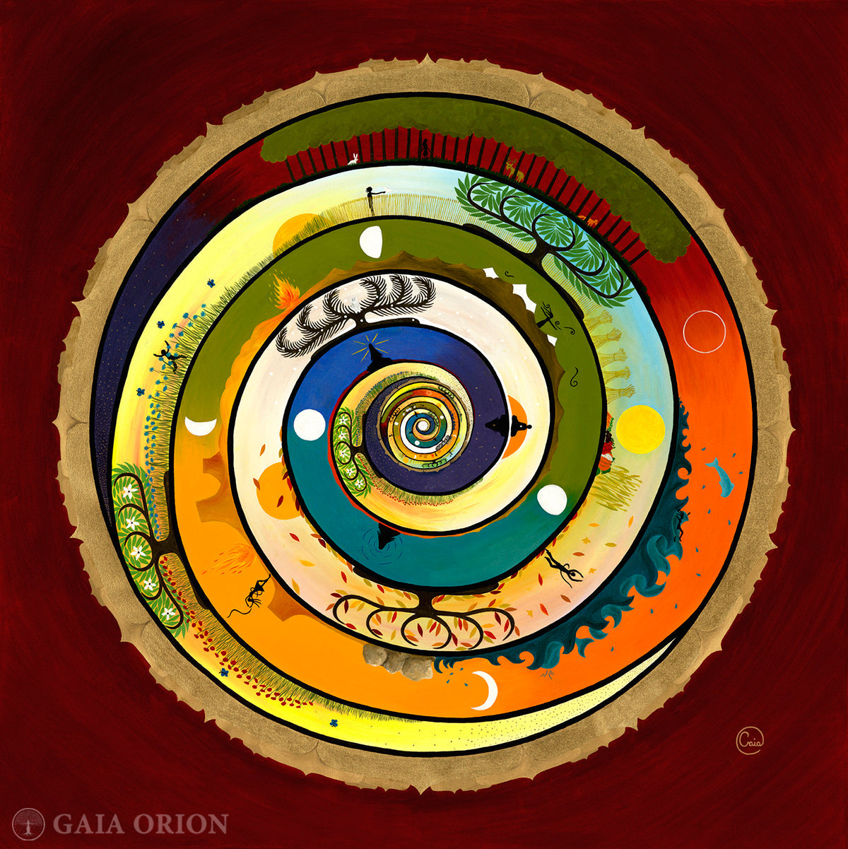 life journey as a spiral with sun and moon cycles seasons growing learning finding wisdom
