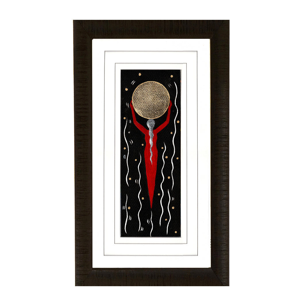 Genesis - Watercolour, Acrylic, Gold and Silver Leaf 25 x 9 cm - Gaia Orion Art