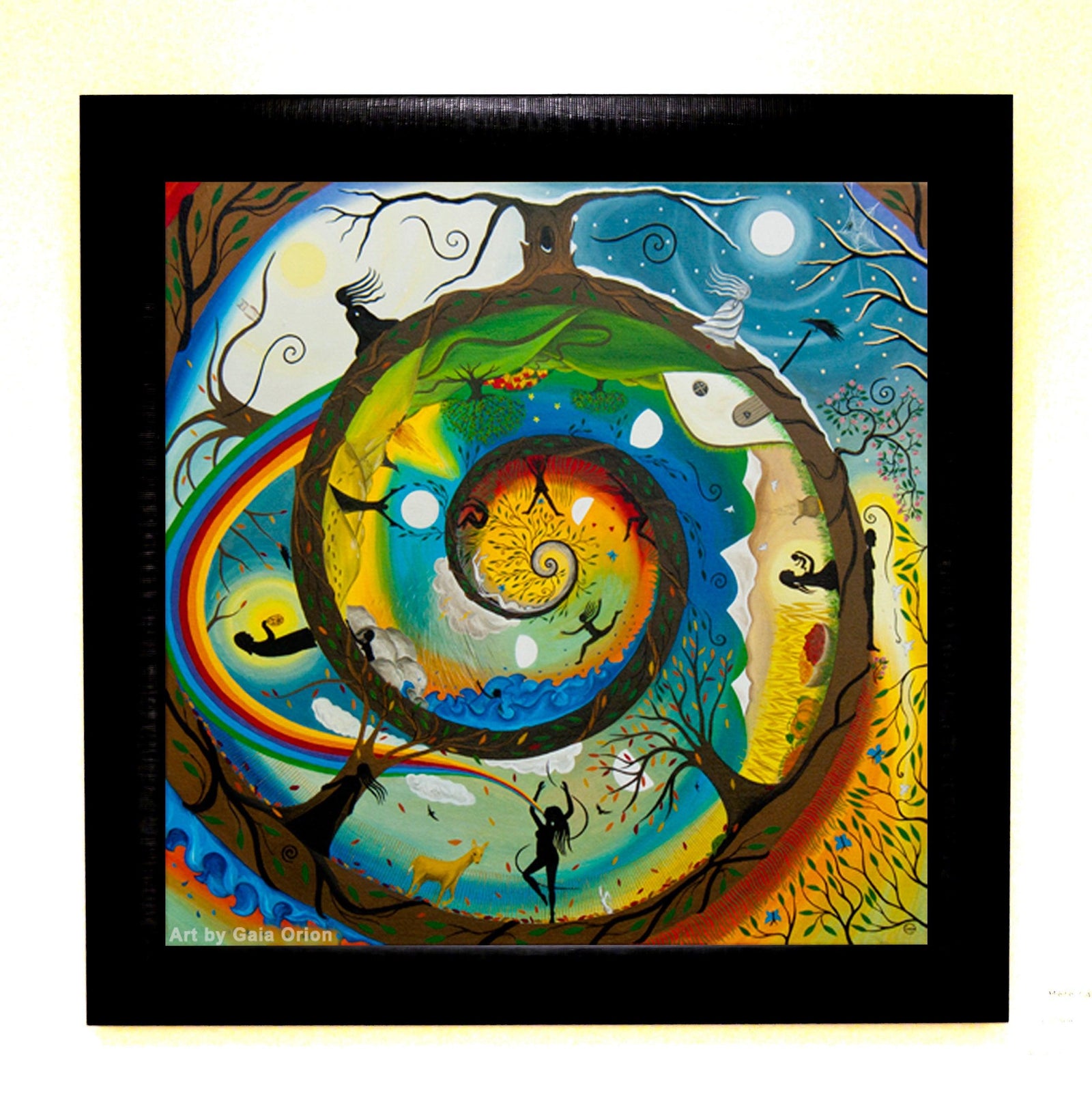 Her Journey - Oil on Canvas - 60 x 60 cm depicting life cycles, growth, and the stages of a woman's life in a spiral form.