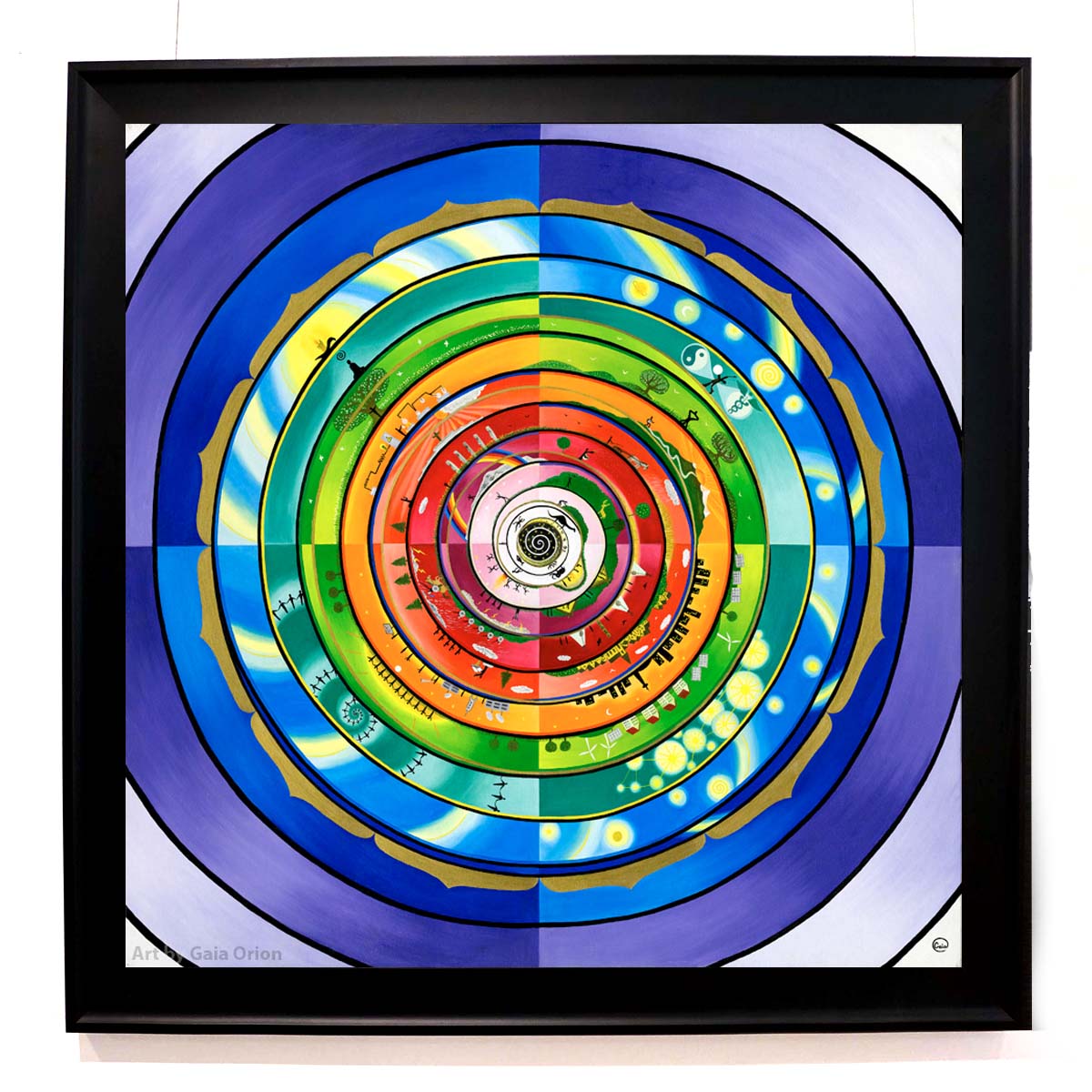 Integral Map 1.0 - Oil on Canvas - 90 x 90 cm, colorful spiral design representing stages of development and quadrants.