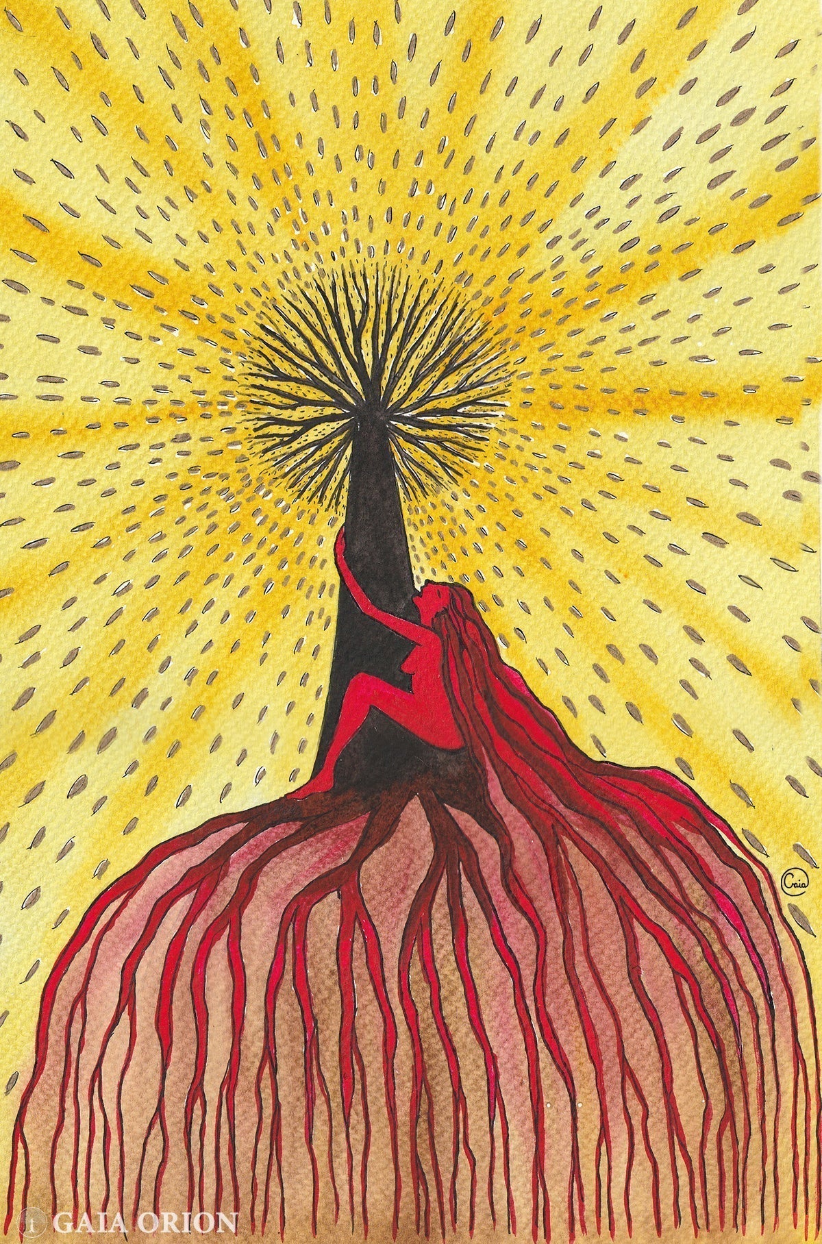 Kundalini Rising - Watercolour 29 x 20 cm - Gaia Orion Art