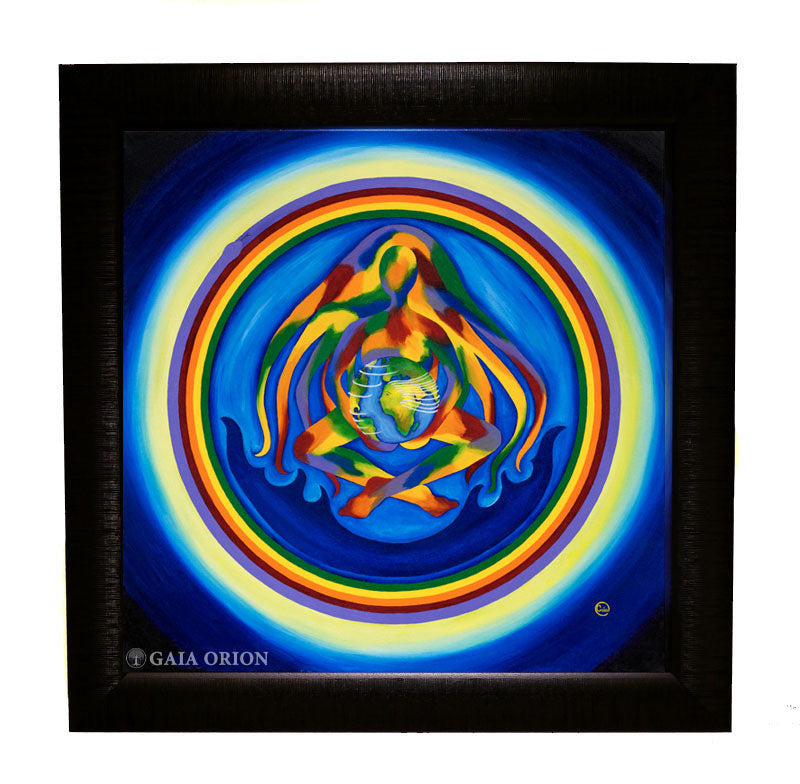 Ouroboros rainbow snake as a mandala painting of mother earth showing the face of africa on the planet