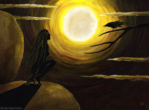 Raven Call - Oil on Canvas - 55 x 75 cm - Gaia Orion Art