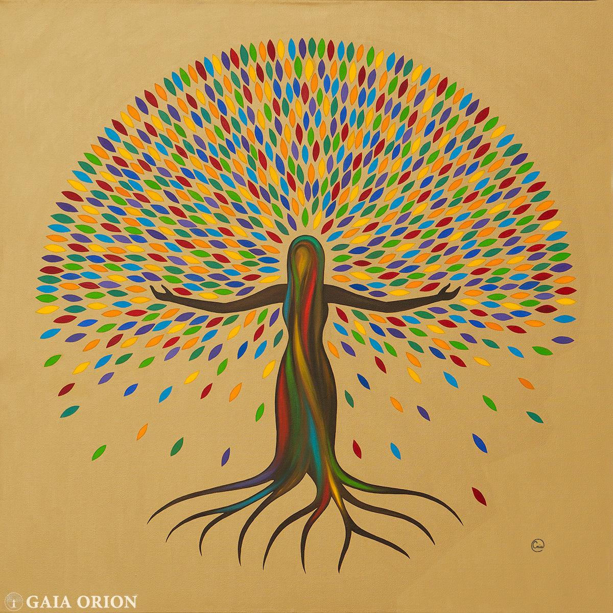 She Flourishes - Oil on Canvas - 120 x 120 cm - Gaia Orion Art