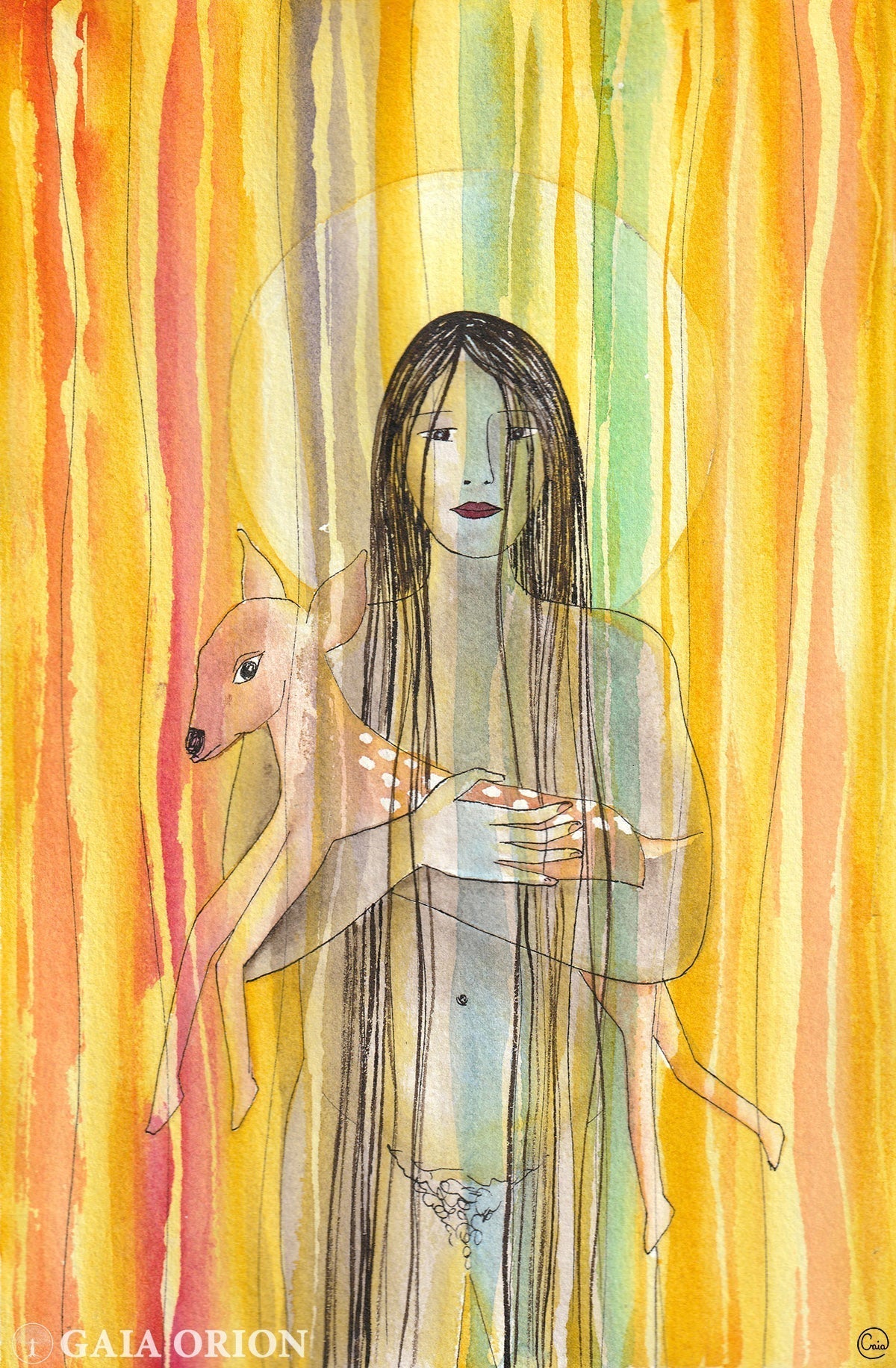 Tenderness - Watercolour 28 x 18 cm - Gaia Orion Art