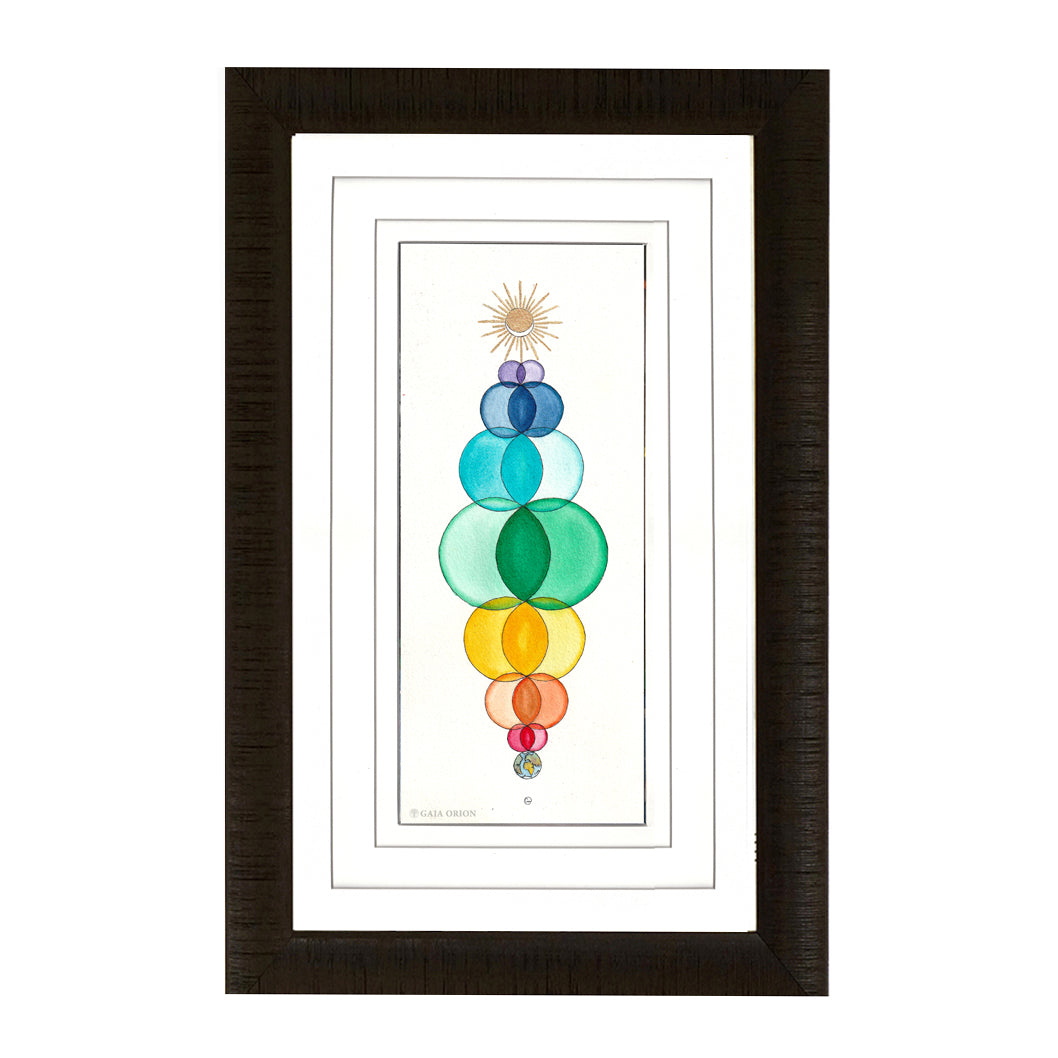 The Lovers - Watercolour and Acrylic Paint of sun and moon symbolizing sacred union and yin yang balance 22 x 8 cm