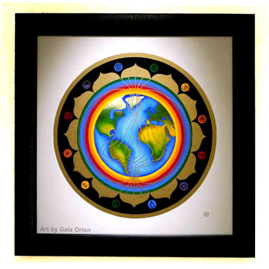 World Peace - Oil on Canvas - 60 x 60 cm vibrant mandala with Earth and spiritual symbols promoting global harmony.